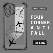 HONTINGA Samsung Galaxy M33 5g ile Uyumlu Şeffaf Kılıfı Düşüme Önleyici Basitlik Anti Düşme Kamera Korumali Uçuş Desen Yumuşak Silikon Telefon Kılıfı Kadın ve Erkek Için Uygundur K3-0201