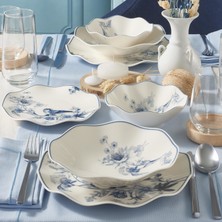 Güral Porselen 24 Parça Desenli Bone Yemek Seti 6 Kişilik Krem Renk Porselen Malzeme