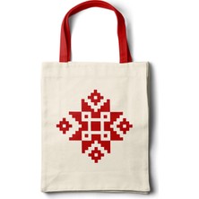 INKD Sanatsal Bez Çanta – Geleneksel Kilim Motifi Tasarım - 35X40