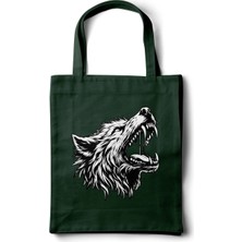 INKD Gabardin Bez Çanta – Uluyan Kurt Baskılı Tasarım - 35X40