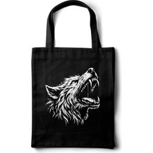 INKD Gabardin Bez Çanta – Uluyan Kurt Baskılı Tasarım - 35X40