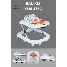 Allians Çocuk Yürüteç, 3 Kademeli, Oyuncaklı, 10 Tekerlekli Balıklı Yürüteç