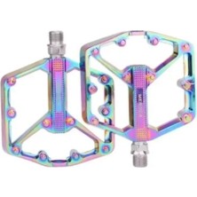 BikeWay Meroca Alüminyum Platform Pedal Set Takım Bisiklet Rulmanlı Rainbow Renk