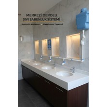 Özbience 10 Lt Merkezi Depolu 2 Musluklu Butonlu Sıvı Sabunluk Systemi