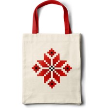 INKD Sanatsal Bez Çanta – Geleneksel Kilim Motifi Tasarım - 35X40