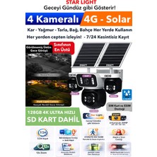IDS 4 Kamera 20MP Güneş Enerjili 4g Güvenlik Kamerası Startlight Üstün Gece Görüşlü 128GB Sd Kart Hediye