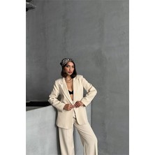 Neşeli Butik Kadın Gold Düğme Detaylı Blazer Ceket NBG077