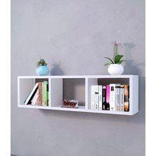 BanaBi Mobilya Tuana Dekoratif 3 Bölmeli Duvar Rafı & Kitaplık - Beyaz Mdf