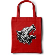 INKD Gabardin Bez Çanta – Uluyan Kurt Baskılı Tasarım - 35X40