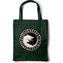 INKD Sanatsal Gabardin Bez Çanta – Norse Kurt Logo Baskılı Tasarım - 35X40