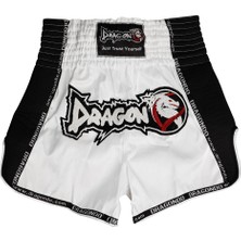 Dragondo MT3023 Beyaz Muaythai Şortu Özel Parlak Kumaş ile Sporculara Rahatlık Sağlar
