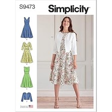 SHC4200 Simplicity S9473 Ceket ve Elbise Dikiş Paterni, 16-24 Beden