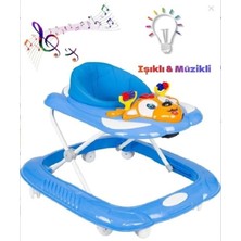 Allians Renkli Işıklı 3 Kademe Mavi Bebek Yürüteç Dido Müzikli ve Güvenli