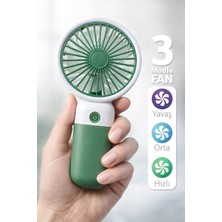 Telvesse Standlı 3 Mod Şarjlı El Fanı 3 Kademe Seyahat Masaüstü Vantilatör Taşınabilir Mini Fan Yeşil F139