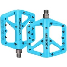 BikeWay Meroca Alüminyum Platform Pedal Set Takım Bisiklet Rulmanlı Mavi Renk