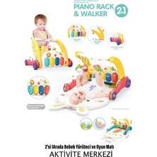 Allians Renkli Piyanolu Bebek Yürüteci ve Tavşan Desenli Oyun Halısı Seti