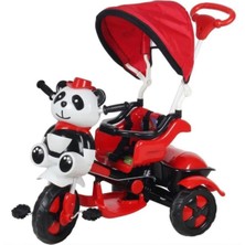 Allians Renkli Kırmızı Siyah Little Panda Tricycle, Ebeveyn Kontrollü, Müzikli ve Tentenli