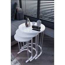 Özbience Şık 3'lü Gümüş Ayak Beyaz 18 mm Mdf Takımı