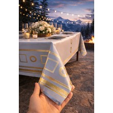 Lüks Pvc Masa Örtüsü Su Geçirmez Silinebilir Altın Desenli Sofra Örtüsü Dayanıklı Kaymaz Şık Tasarım