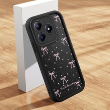 HONTINGA Realme C63 ile Uyumlu Kılıfı Düşüme Önleyici Basitlik Anti Düşme Kamera Korumali Şirin Fiyonk Siyah Desen Yumuşak Silikon Telefon Kılıfı Kadın ve Erkek Için Uygundur K2-0467