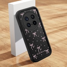 HONTINGA Vivo X200 Pro ile Uyumlu Kılıfı Düşüme Önleyici Basitlik Anti Düşme Kamera Korumali Şirin Fiyonk Siyah Desen Yumuşak Silikon Telefon Kılıfı Kadın ve Erkek Için Uygundur K2-0467