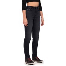 The Biker Jeans Lucy Black Korumalı Motosiklet Kot Pantolonu Kadın