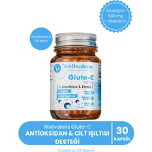 Wellvalens Gluta-C Glutatyon 500 mg + Vitamin C | Antioksidan & Cilt Işıltısı Desteği 30 Kapsül