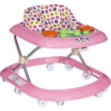 Allians 3 Kademeli Yükseklik Ayarlı Pembe Bebek Yürüteç, 10 Tekerli, Güvenli ve Konforlu