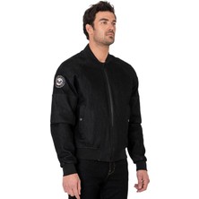 The Biker Jeans Night Flight Bomber Black Korumalı Motosiklet Montu Erkek