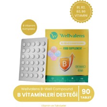 Wellvalens B-Well Compound – Enerji ve Sinir Sistemi Desteği | B1, B2, B3 ve B6 Vitamin Kompleksi | 90 Tablet