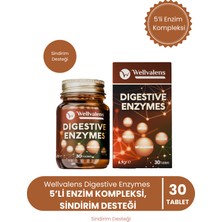 Wellvalens Digestive Enzymes 30 Tablet | 5’li Enzim Kompleksi, Sindirim Desteği