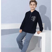 Gültekin Bebe Tarık 11-16 Yaş Erkek Çocuk Pijama Takım Bourghs BASKILI-4227310 - Mavi