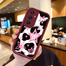 HONTINGA Samsung Galaxy A25 ile Uyumlu Kılıfı Düşüme Önleyici Basitlik Anti Düşme Kamera Korumali Kelebek Bordo Desen Yumuşak Silikon Telefon Kılıfı Kadın ve Erkek Için Uygundur K2-7232