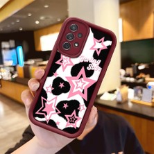 HONTINGA Samsung Galaxy A72 ile Uyumlu Kılıfı Düşüme Önleyici Basitlik Anti Düşme Kamera Korumali Kelebek Bordo Desen Yumuşak Silikon Telefon Kılıfı Kadın ve Erkek Için Uygundur K2-7232