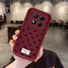 HONTINGA Xiaomi Redmi Note 14 Pro ile Uyumlu Kılıfı Düşüme Önleyici Basitlik Anti Düşme Kamera Korumali Küçük Fiyonk Bordo Desen Yumuşak Silikon Telefon Kılıfı Kadın ve Erkek Için Uygundur K2-7231