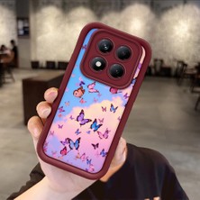 HONTINGA Xiaomi Redmi Note 14 Pro ile Uyumlu Kılıfı Düşüme Önleyici Basitlik Anti Düşme Kamera Korumali Kelebek Bordo Desen Yumuşak Silikon Telefon Kılıfı Kadın ve Erkek Için Uygundur K2-7227