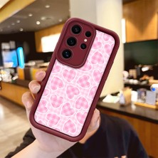 HONTINGA Samsung Galaxy S24 Ultra ile Uyumlu Kılıfı Düşüme Önleyici Basitlik Anti Düşme Kamera Korumali Leopar Kalp Bordo Desen Yumuşak Silikon Telefon Kılıfı Kadın ve Erkek Için Uygundur K2-7228