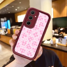 HONTINGA Samsung Galaxy A35 ile Uyumlu Kılıfı Düşüme Önleyici Basitlik Anti Düşme Kamera Korumali Leopar Kalp Bordo Desen Yumuşak Silikon Telefon Kılıfı Kadın ve Erkek Için Uygundur K2-7228