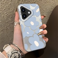 HONTINGA iPhone 16 Plus ile Uyumlu Kılıfı Silikon Kenar Sert Arka Düşüme Önleyici Basitlik Anti Düşme Kamera Korumali Çiçek Desen Telefon Kılıfı Kadın ve Erkek Için Uygundur K1-0866