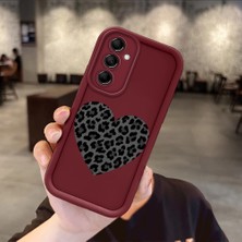 HONTINGA Samsung Galaxy M14 ile Uyumlu Kılıfı Düşüme Önleyici Basitlik Anti Düşme Kamera Korumali Leopar Kalp Bordo Desen Yumuşak Silikon Telefon Kılıfı Kadın ve Erkek Için Uygundur K2-7228