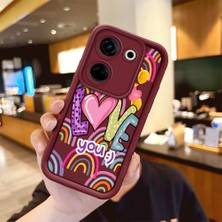 HONTINGA Tecno Camon 20 Pro 4g ile Uyumlu Kılıfı Düşüme Önleyici Basitlik Anti Düşme Kamera Korumali Kalp Bordo Desen Yumuşak Silikon Telefon Kılıfı Kadın ve Erkek Için Uygundur K2-7233