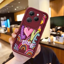 HONTINGA Infinix Hot 40 Pro ile Uyumlu Kılıfı Düşüme Önleyici Basitlik Anti Düşme Kamera Korumali Kalp Bordo Desen Yumuşak Silikon Telefon Kılıfı Kadın ve Erkek Için Uygundur K2-7233
