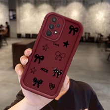 HONTINGA Samsung Galaxy A32 ile Uyumlu Kılıfı Düşüme Önleyici Basitlik Anti Düşme Kamera Korumali Fiyonk Bordo Desen Yumuşak Silikon Telefon Kılıfı Kadın ve Erkek Için Uygundur K2-7229