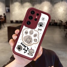 HONTINGA Samsung Galaxy S25 Ultra ile Uyumlu Kılıfı Düşüme Önleyici Basitlik Anti Düşme Kamera Korumali Köpek Bordo Desen Yumuşak Silikon Telefon Kılıfı Kadın ve Erkek Için Uygundur K2-7230