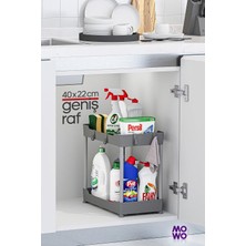 Özbience Gri 2 Katlı Çok Amaçlı Mutfak ve Banyo Düzenleyici Raf