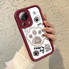 HONTINGA Xiaomi Mi 13 Lite ile Uyumlu Kılıfı Düşüme Önleyici Basitlik Anti Düşme Kamera Korumali Köpek Bordo Desen Yumuşak Silikon Telefon Kılıfı Kadın ve Erkek Için Uygundur K2-7230