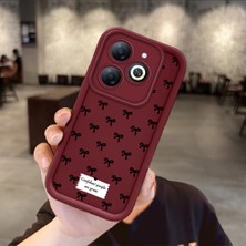 HONTINGA Infinix Smart 8 Pro ile Uyumlu Kılıfı Düşüme Önleyici Basitlik Anti Düşme Kamera Korumali Küçük Fiyonk Bordo Desen Yumuşak Silikon Telefon Kılıfı Kadın ve Erkek Için Uygundur K2-7231