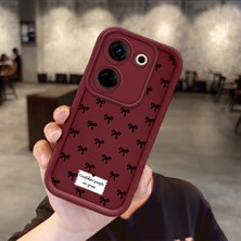 HONTINGA Tecno Camon 20 Pro 4g ile Uyumlu Kılıfı Düşüme Önleyici Basitlik Anti Düşme Kamera Korumali Küçük Fiyonk Bordo Desen Yumuşak Silikon Telefon Kılıfı Kadın ve Erkek Için Uygundur K2-7231