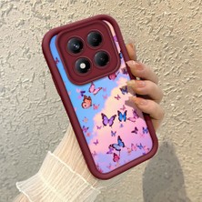 HONTINGA Xiaomi Redmi Note 14 Pro Plus ile Uyumlu Kılıfı Düşüme Önleyici Basitlik Anti Düşme Kamera Korumali Kelebek Bordo Desen Yumuşak Silikon Telefon Kılıfı Kadın ve Erkek Için Uygundur K2-7227