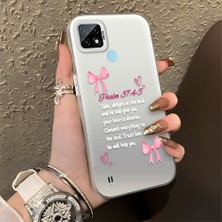 HONTINGA Realme C21 ile Uyumlu Kılıfı Silikon Kenar Sert Arka Düşüme Önleyici Basitlik Anti Düşme Kamera Korumali Fiyonk Desen Telefon Kılıfı Kadın ve Erkek Için Uygundur K1-0865